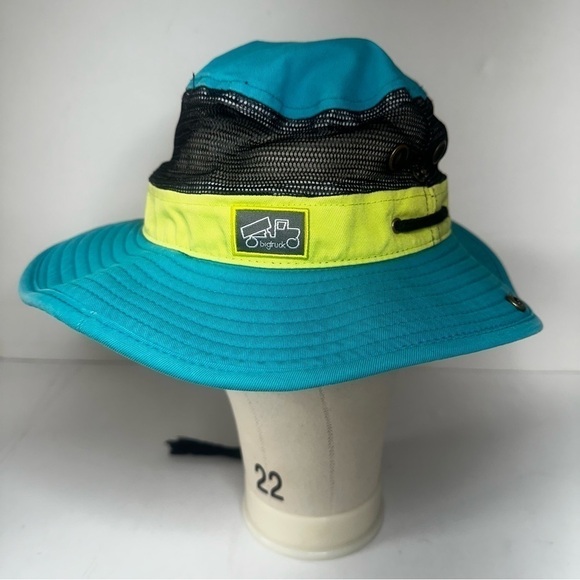 FINAL SALE Bigtruck Vented Brim Adjustable Bucket Hat Turquoise Lime OSFM - Picture 1 of 12